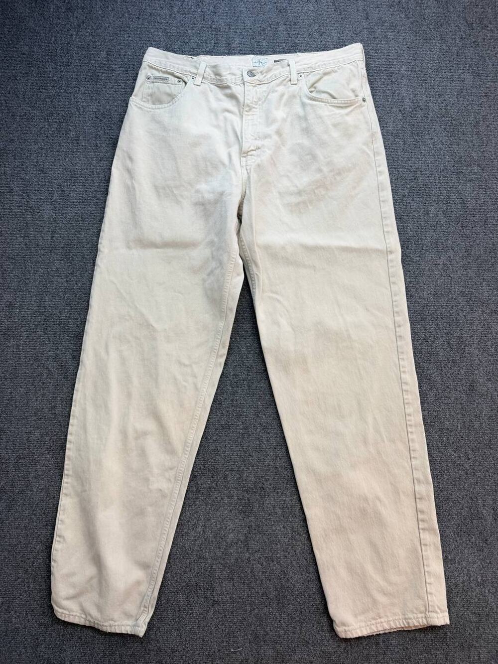 Calvin Klein Jeans Men’s Size 38 Off White Cotton Straight Leg Denim Jeans